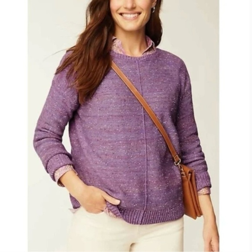 J. JILL Micro Tweed Seamed Knit Sweater S